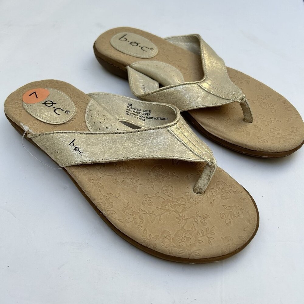 b.o.c. Metallic Gold Thong Sandals